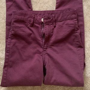 H&M High Waisted Burgundy Jeans